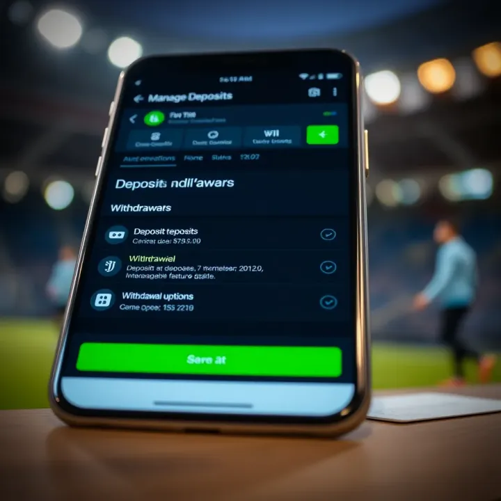 Screen displaying deposit options and withdrawal features on JuventusBet app