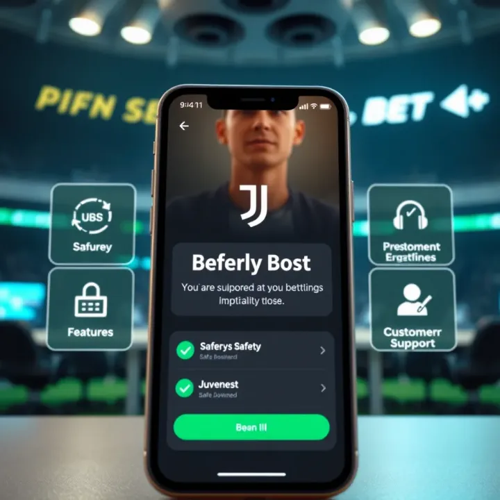 Secure betting environment on JuventusBet app with highlighted safety features and customer support icons