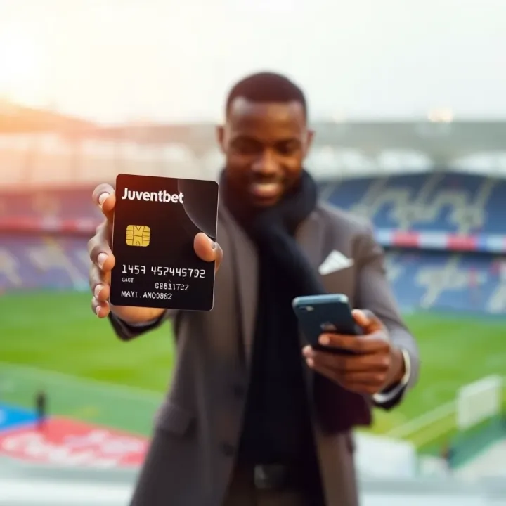 Illustration of secure transactions with Juventusbet debit card and smartphone