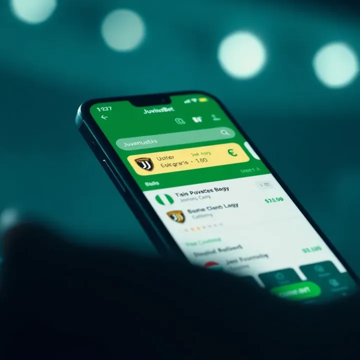 JuventusBet Mobile App Interface with Nigerian Betting Features Mobile phone displaying JuventusBet app interface with betting options and Nigerian currency symbols