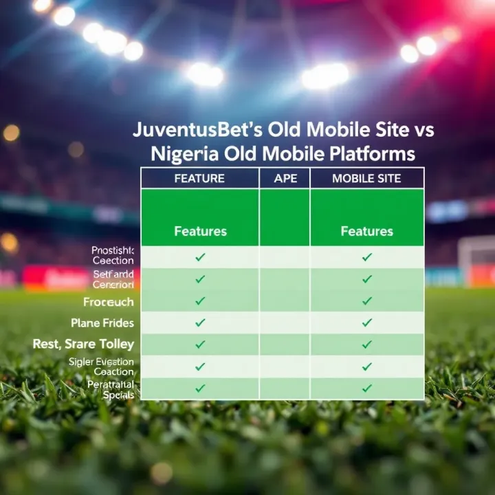 Comparison chart showing features of JuventusBet old mobile site versus current Nigerian betting platforms