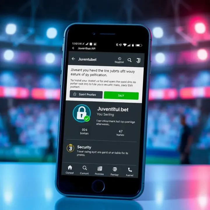 Illustration of mobile phone displaying Juventusbet NG APK installation progress and security verification