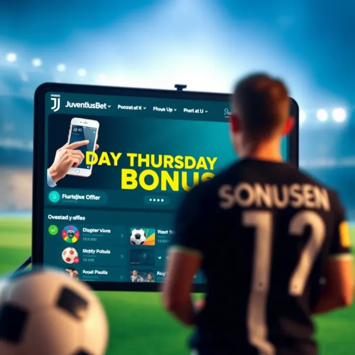Illustration of a digital betting platform interface highlighting Thursday bonus offer and rewards