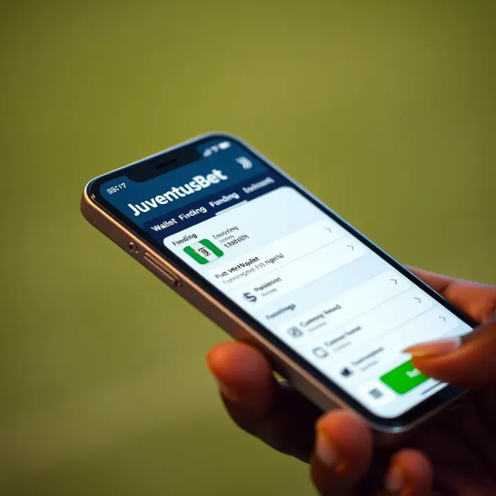 Smartphone showing JuventusBet app wallet funding options with Nigerian currency symbol