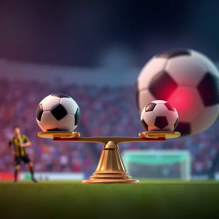 Balanced Chances in Football Betting Explained Illustration showing a balanced scale representing equal chances between two football teams in betting