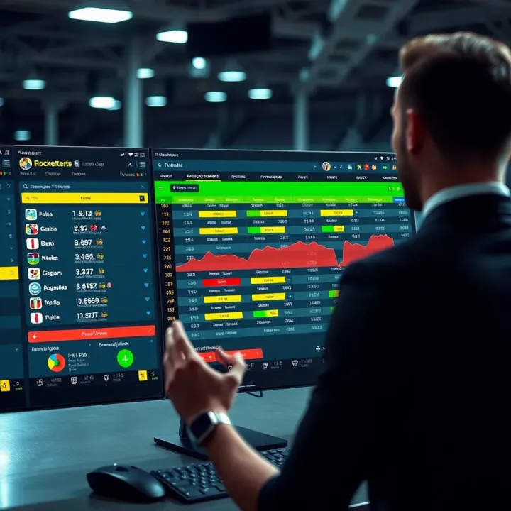 Rocketman Predictor Analysis and Sports Forecasting Rocketman Predictor screen displaying sports match predictions and statistical data