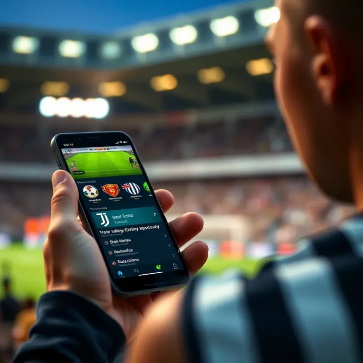 Navigating JuventusBet Mobile Platform Navigating JuventusBet platform on a smartphone with betting options visible